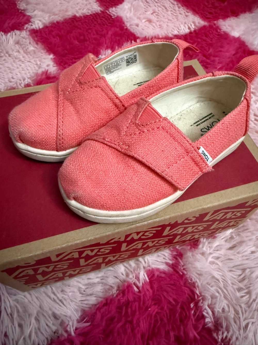 Toms Kids Coral Canvas Slip-On Sneakers